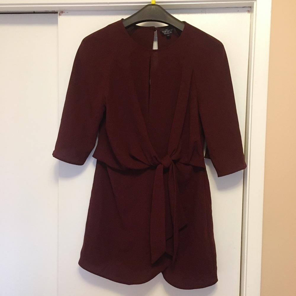 Top Shop Purple Red Tie Blouse Dress